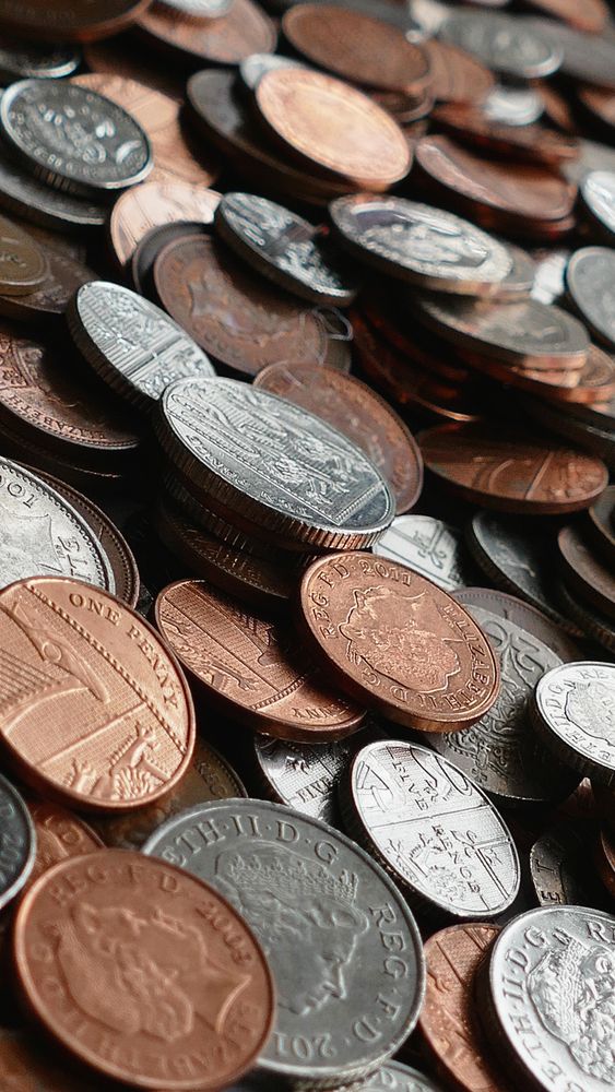 Cluster of variety of coins
