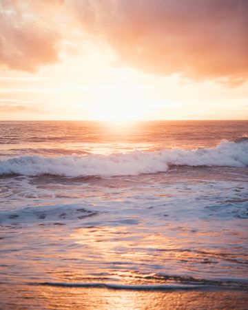 ocean shore in sunset