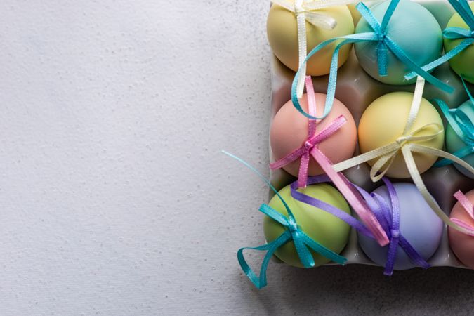 Carton of pastel Easter eggs