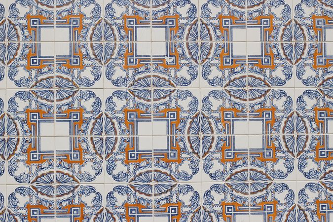 Detail of decorative floral tiles