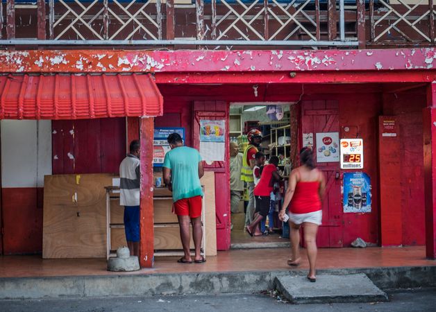 Red corner store in Mauritius