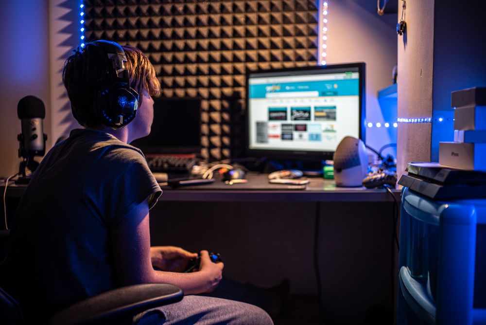 Boy playing video games