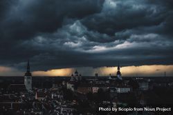 Storm over the city of Tallinn, Harju maakond, Estonia at night 48ElJb
