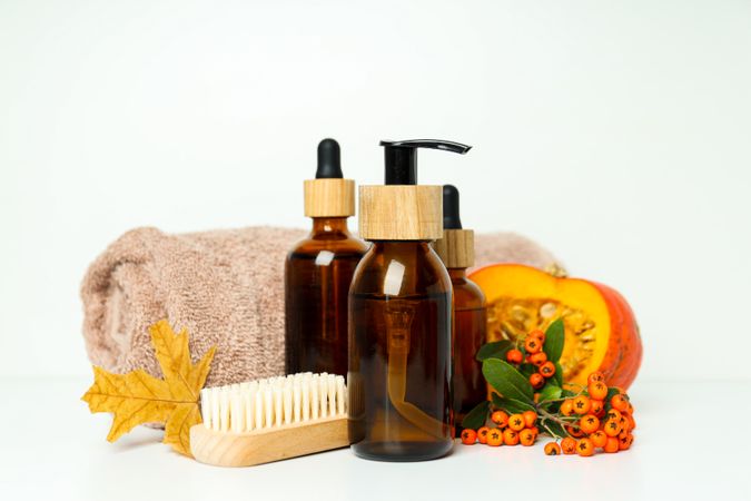 Skin care and face care concept - pumpkin cosmetic