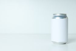 Concept of drink, blank can, space for text