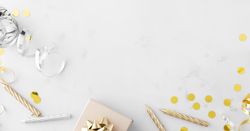 Birthday flatlay with copy space