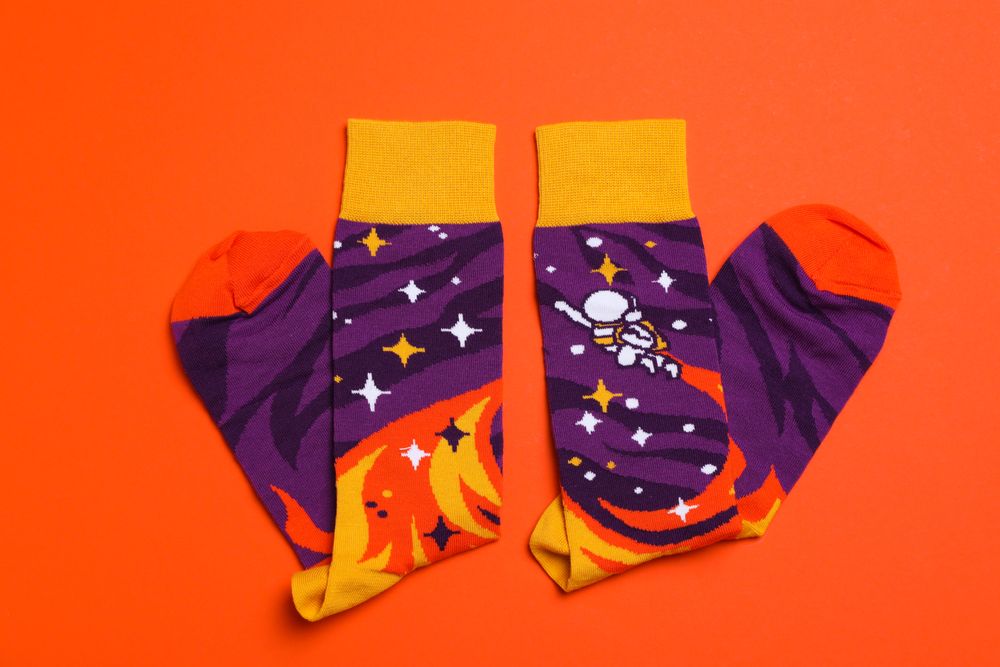 Concept of clothes for legs - socks, top view