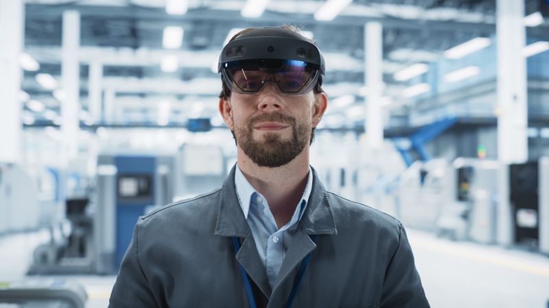 Portrait of male scientist in lab in goggles