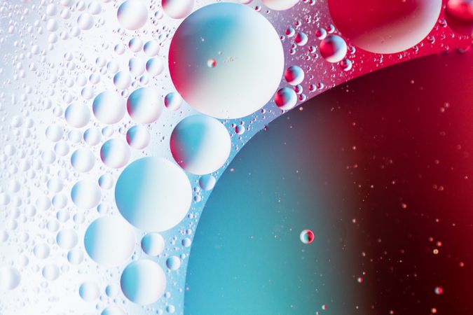 Abstract blue and red water bubbles