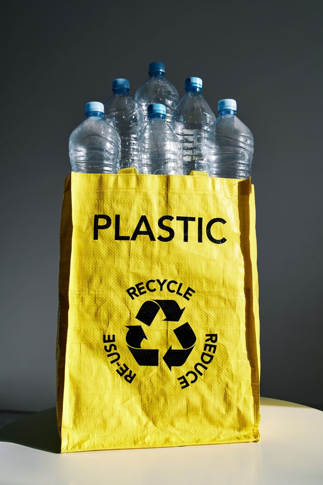 Used plastic bottles in bright bag