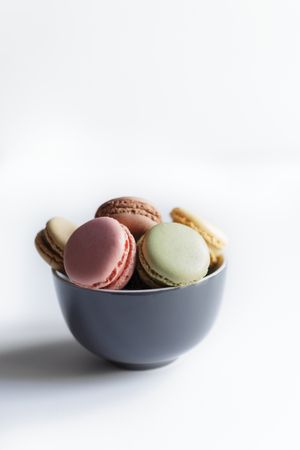 Bowl of colorful macaroons