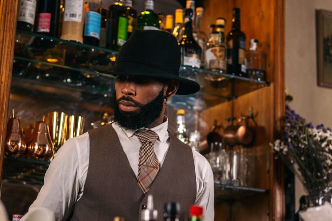 Stylish cocktails: a professional bartender in action