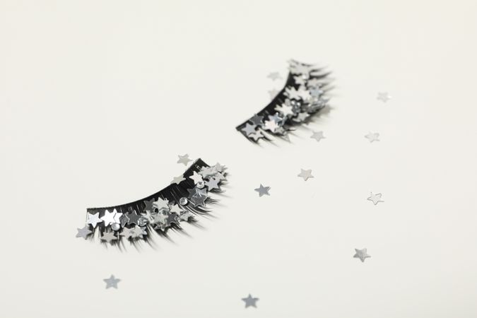 False eyelashes, concept of different makeup accessories