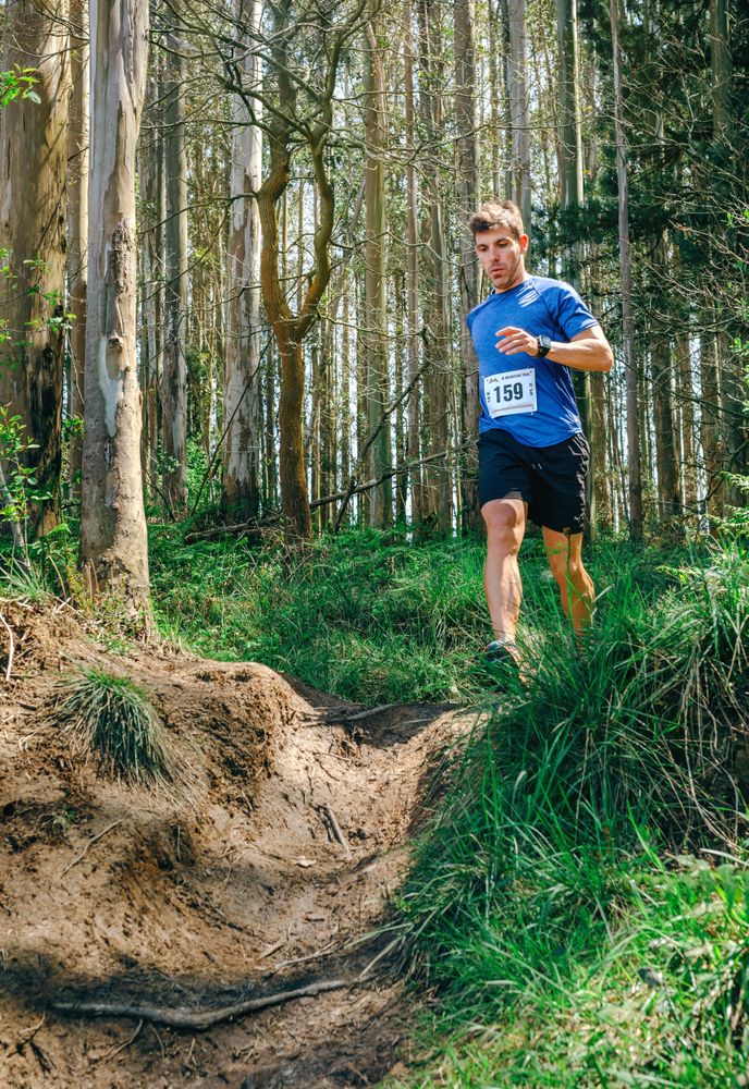 Man participating in trail race