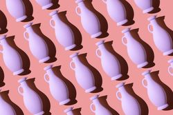 Pink painted glass vases