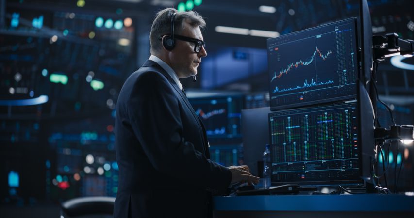 Professional Investor Talking on a Mic with Business Partners