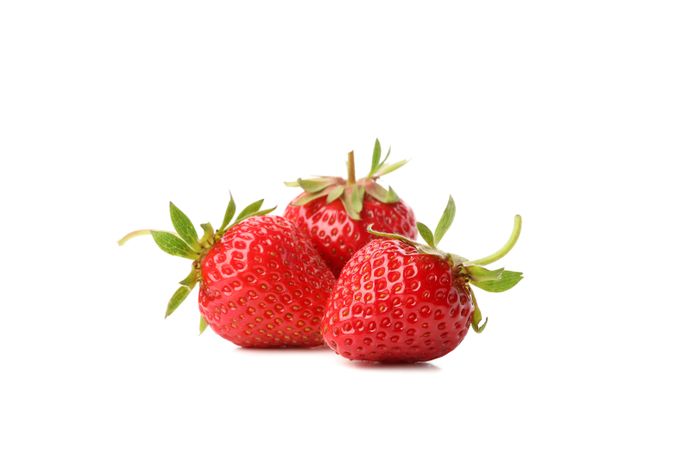 Tasty red strawberry isolated on blank background. Summer berry