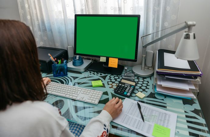 Woman looking at computer screen