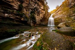 Waterfall in the middle of the mountain