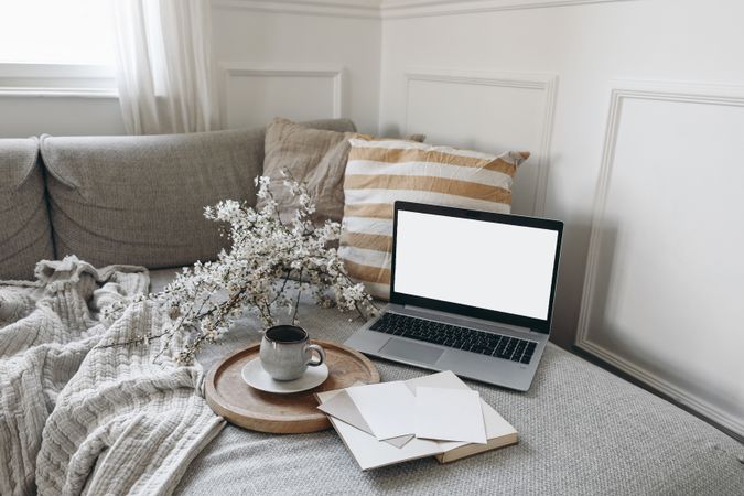 Spring Scandinavian living room interior