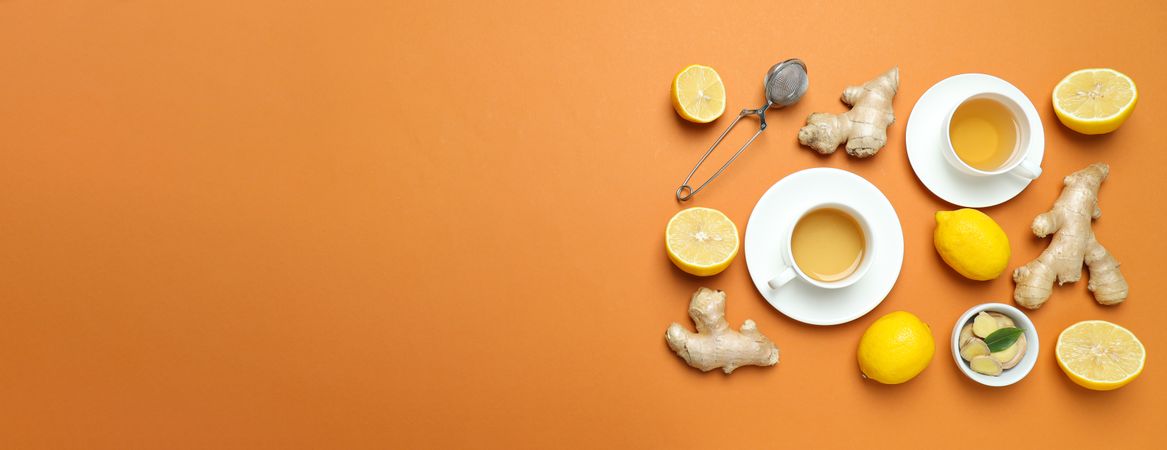 Cold treatment, healthcare concept - tea with ginger