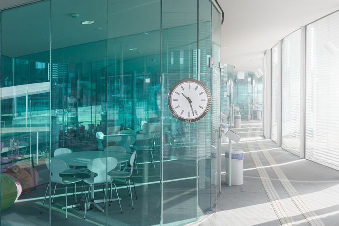 Contemporary interior of office with glass wall