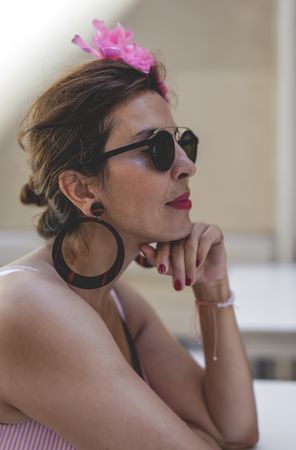 Erratic woman in flamenco dress