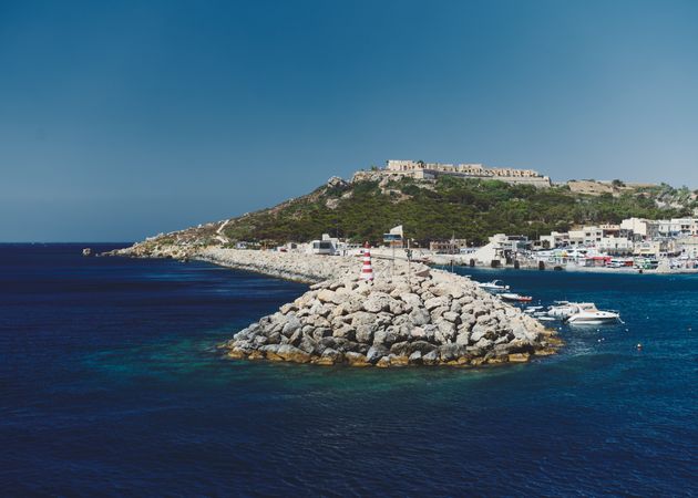 Fort in the distance along the Maltese coast