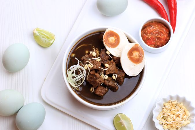 Bowl of Rawon, Indonesian Beef Soup Dish