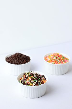 Three Bowl of Colorful Chocolate Sprinkles