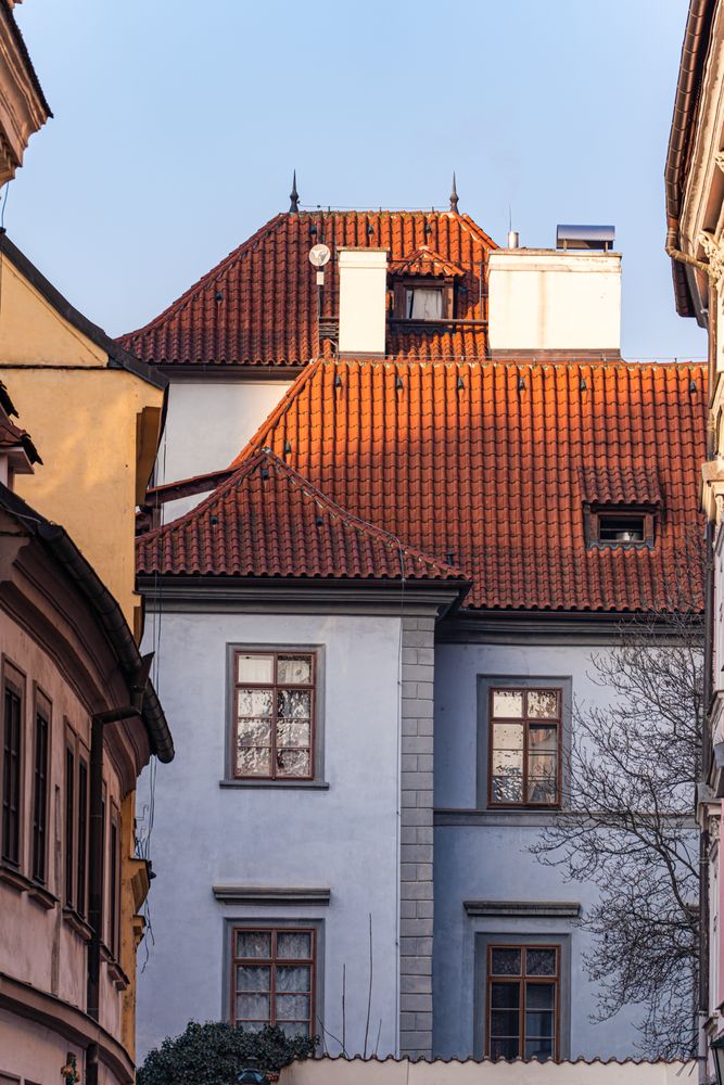 Narrow streets of medieval part of Prague