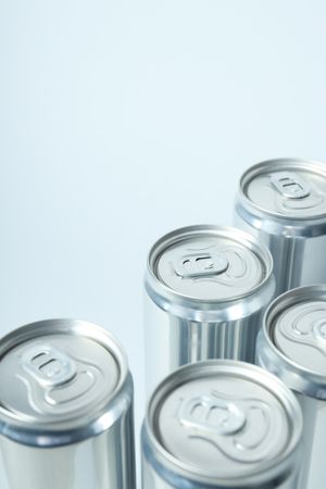 Concept of drink, blank cans, space for text