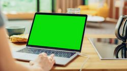 Close Up Green Screen Mock Up on a Laptop Computer.