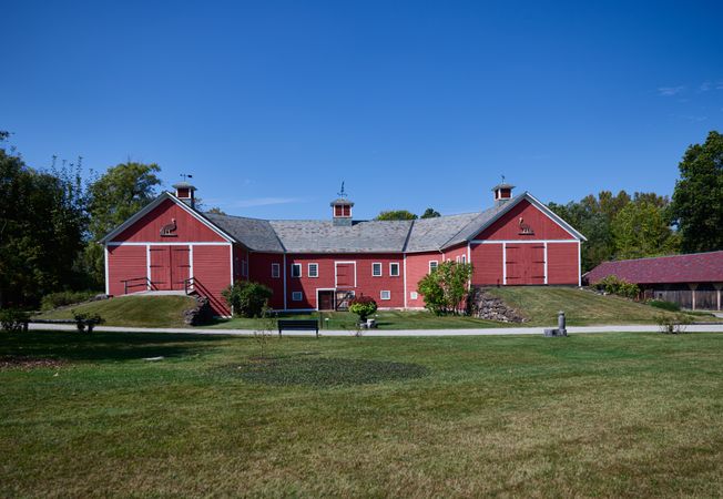 Large barn on the grounds of the Shelburne Museum in Shelburne, Vermont