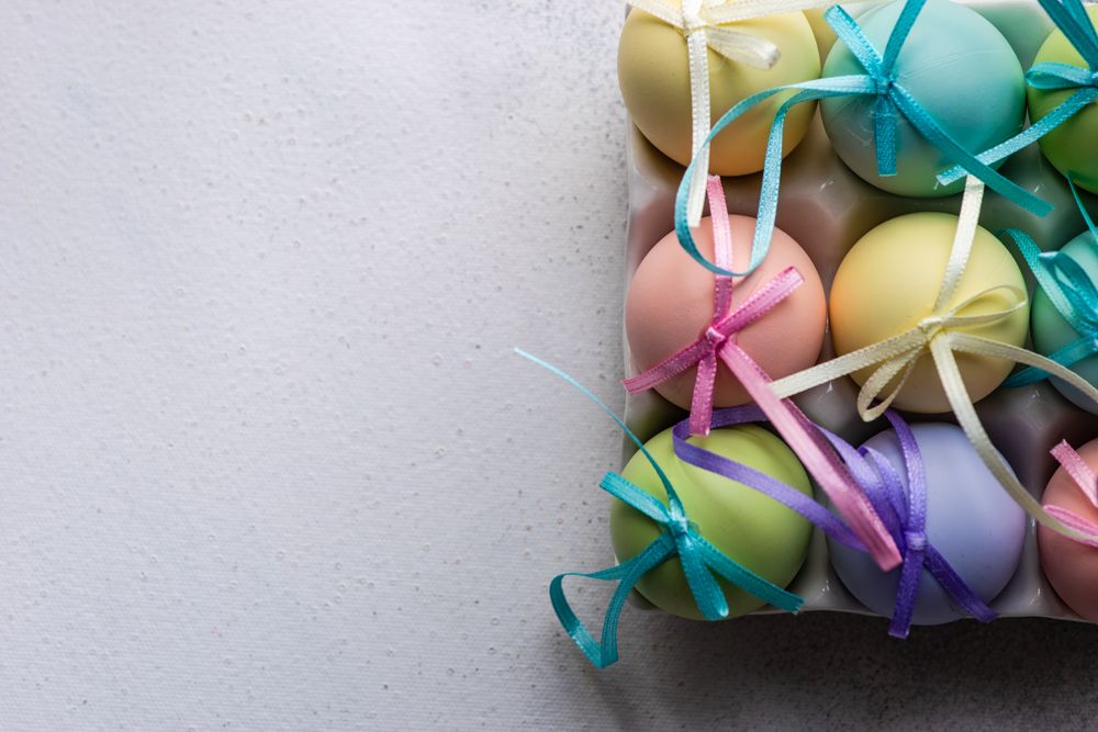 Carton of pastel Easter eggs