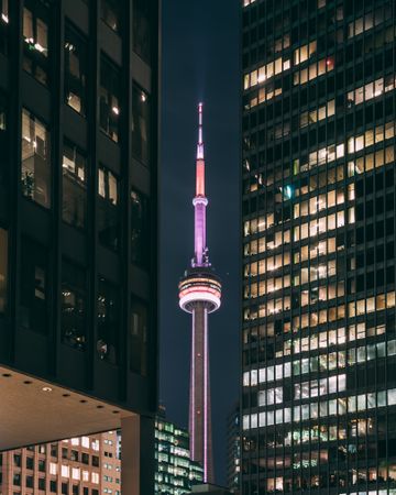 Canadian National Tower in Toronto, Canada by night