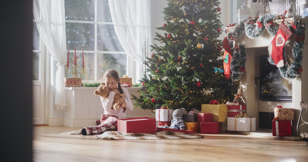 Cute Child Getting Her Gift from Santa