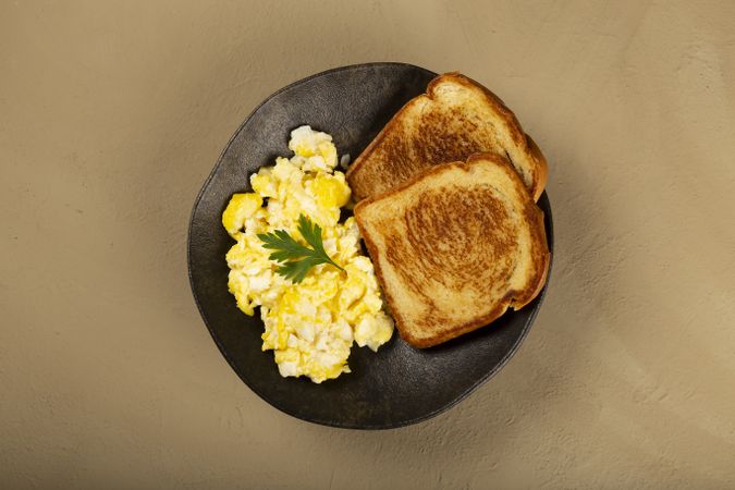 Breakfast. Scrambled egg with toast.
