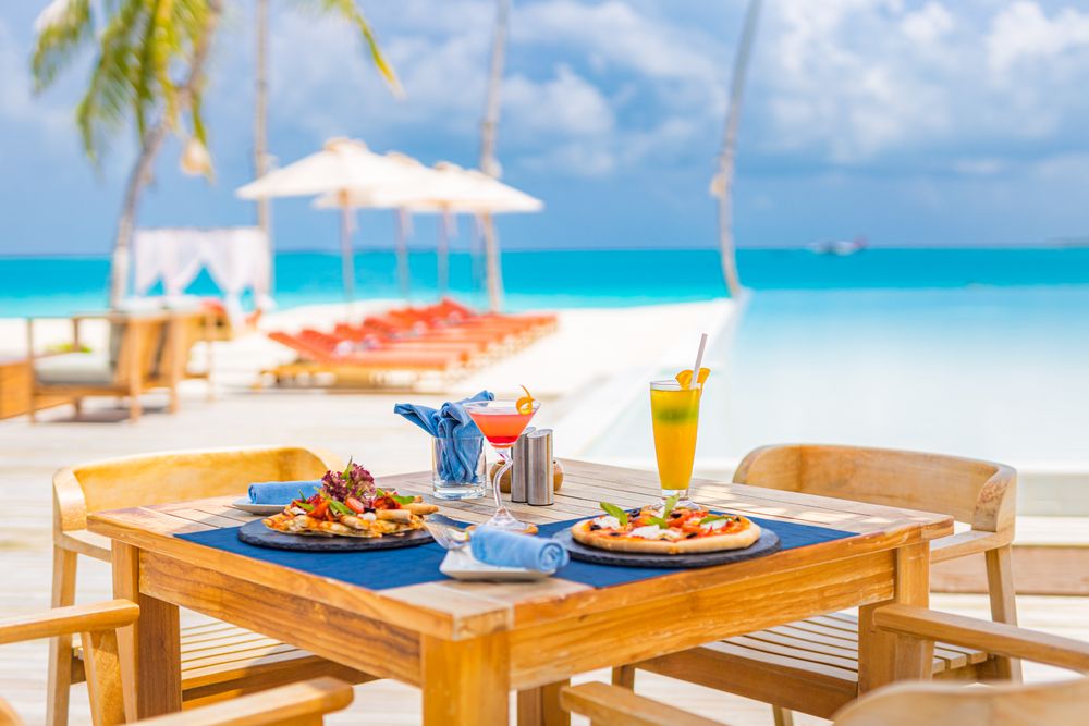 Table set up at the beach for lunch