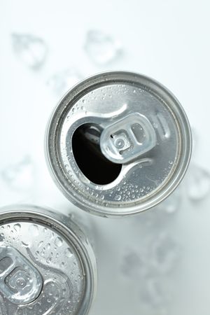 Concept of drink, blank cans, top view