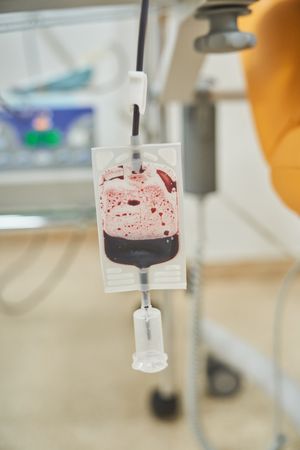 Container with blood in laboratory