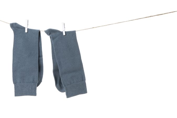 solid color lace up socks, isolated on light background.