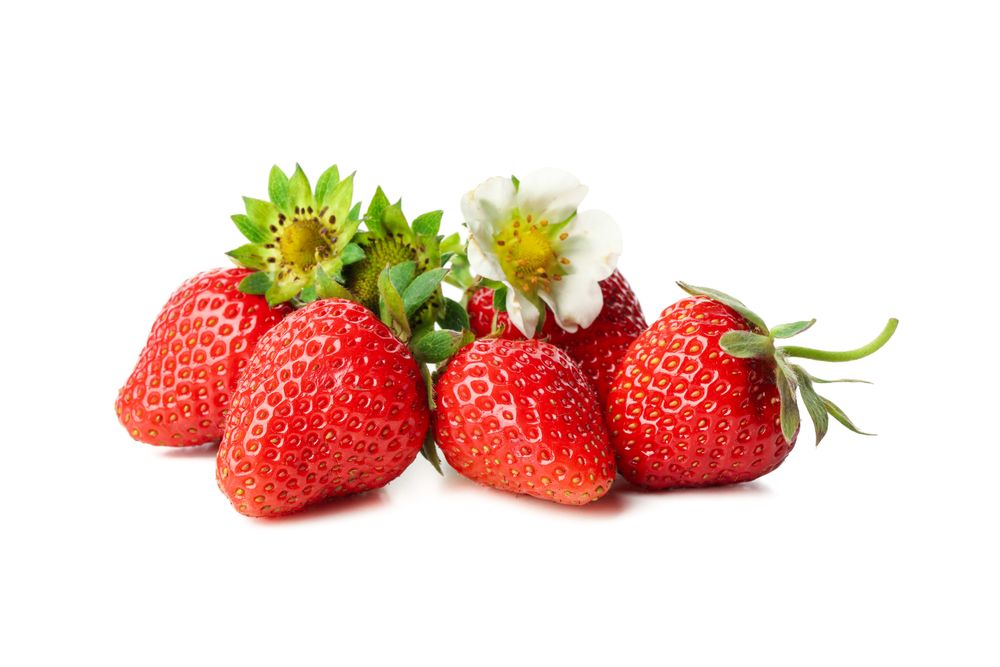 Tasty red strawberry isolated on blank background. Summer berry