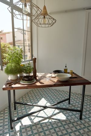 Interior of dining room with furniture