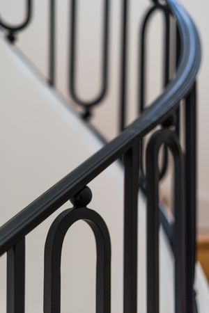 Classic wooden staircase with wide wooden steps