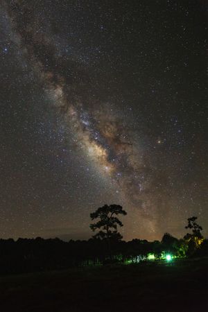 Landscape milky way galaxy with star and space dust in the universe, Long exposure photograph, with grain.