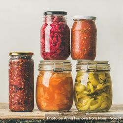 Jars of pickled and fermented food, and relishes 47kGB4