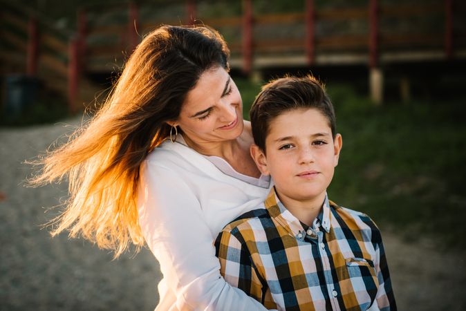 Mother with her son at beach
