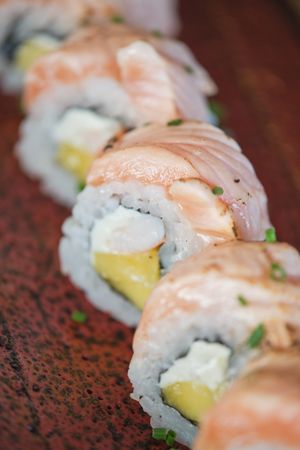 Yummy Sushi Plate in Restaurant