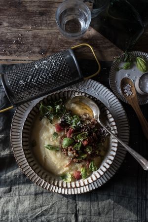 Polenta with vegetarian ragut